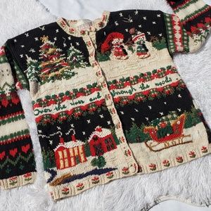 Vintage Christmas Sweater Cardigan Size 